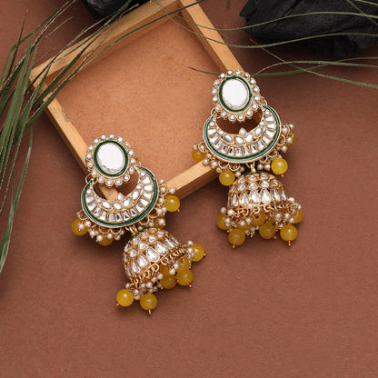 Yellow Color Kundan Necklace Set (KN1345YLW) - preyans.com