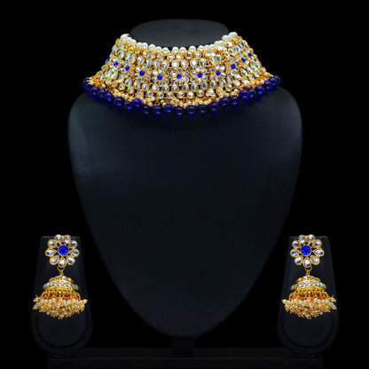 Blue Color Kundan Necklace Set (KN136BLU) - Preyans.com