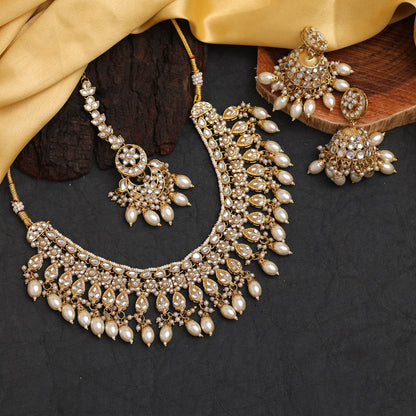 White Color Kundan Necklace Set (KN1375WHT) - preyans.com