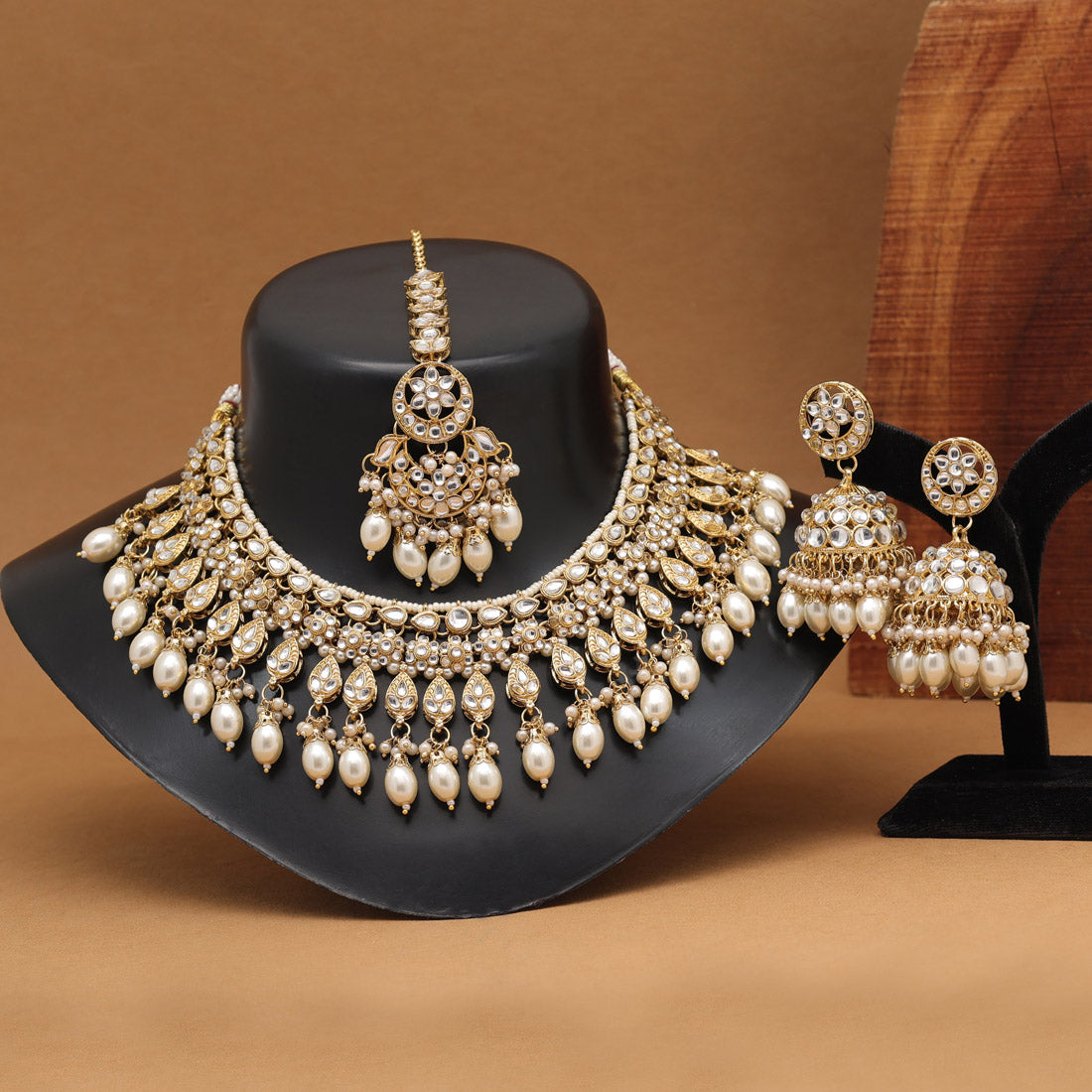 White Color Kundan Necklace Set (KN1375WHT) - preyans.com