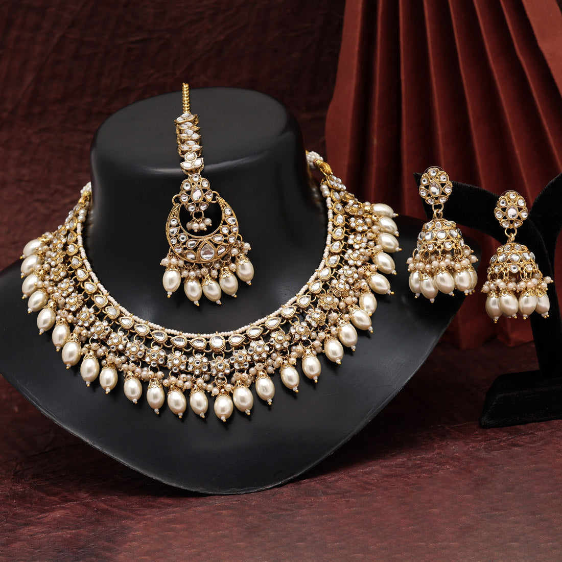 White Color Kundan Necklace Set (KN1376WHT) - preyans.com