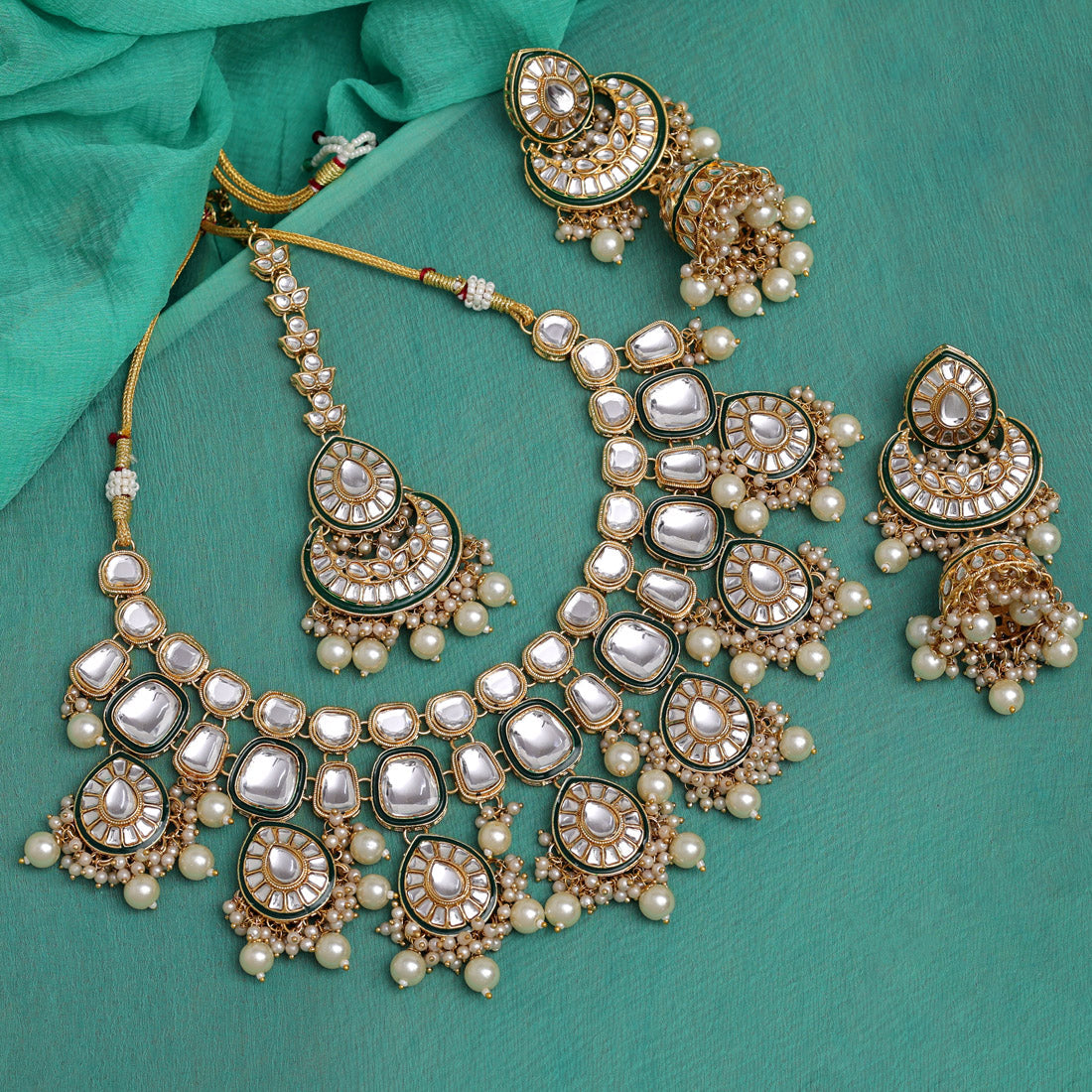 White Color Kundan Necklace Set (KN1377WHT) - preyans.com