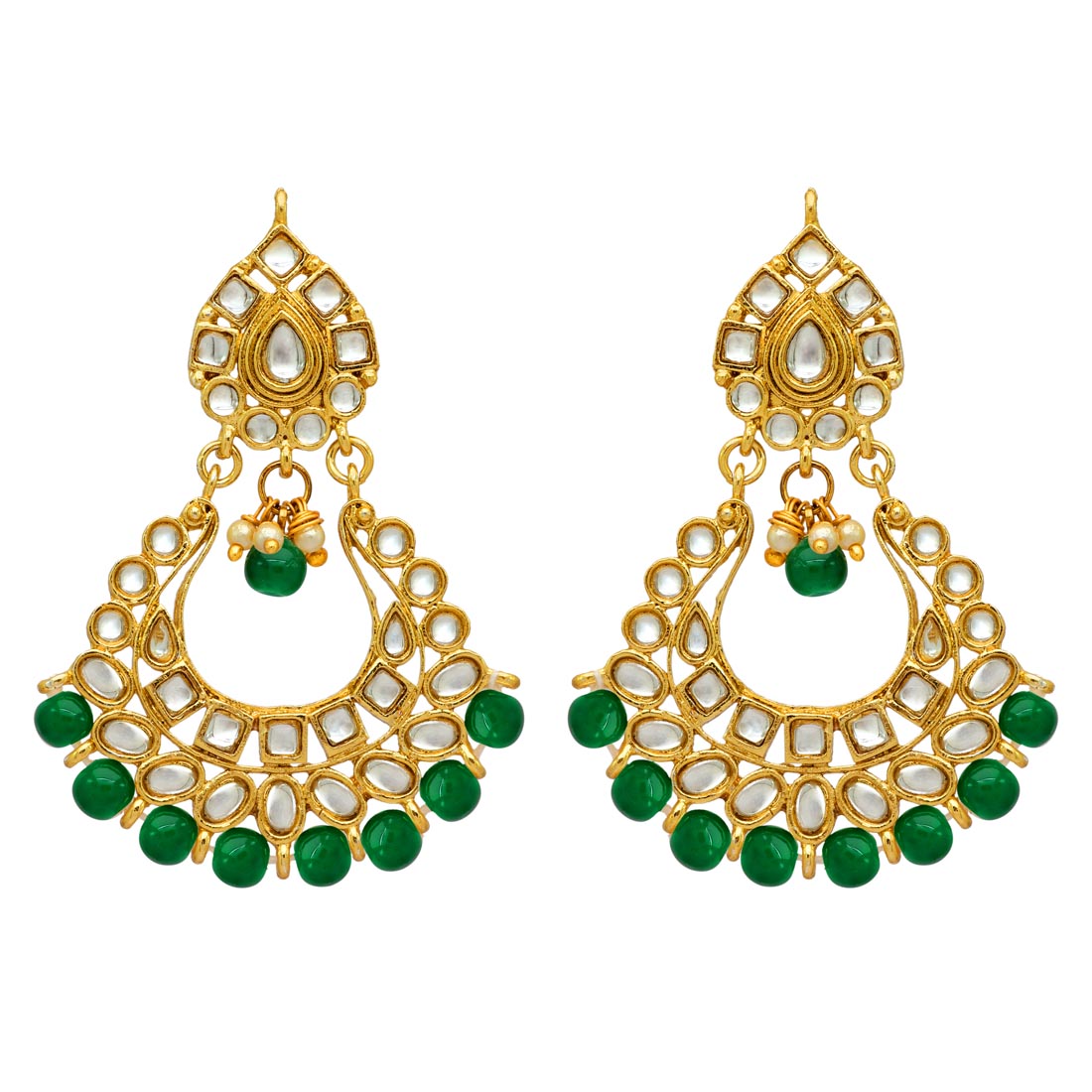 Green Color Kundan Choker Necklace Set (KN137GRN) - preyans.com