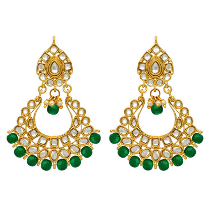 Green Color Kundan Choker Necklace Set (KN137GRN) - preyans.com