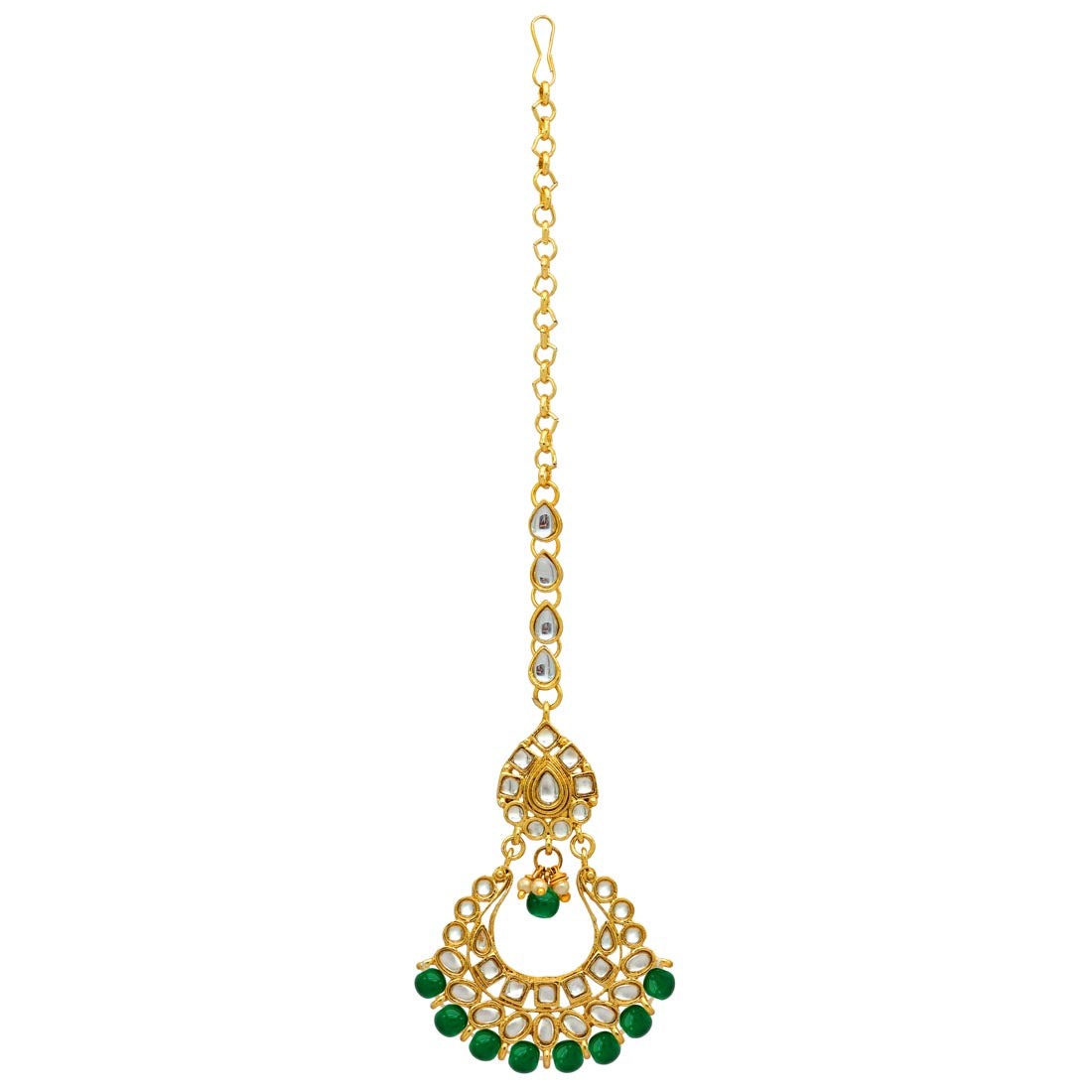 Green Color Kundan Choker Necklace Set (KN137GRN) - preyans.com