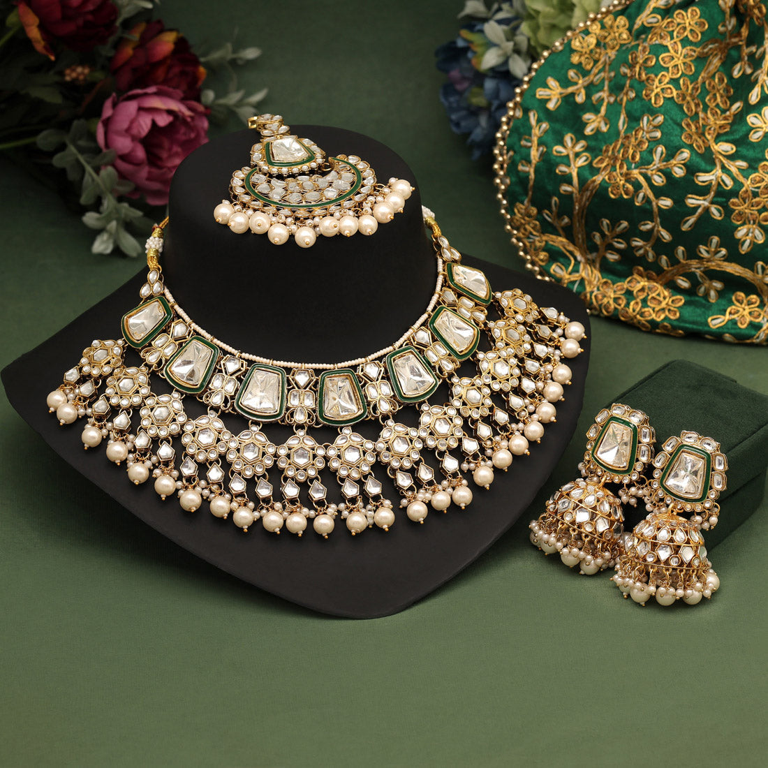 White Color Kundan Necklace Set (KN1413WHT) - preyans.com