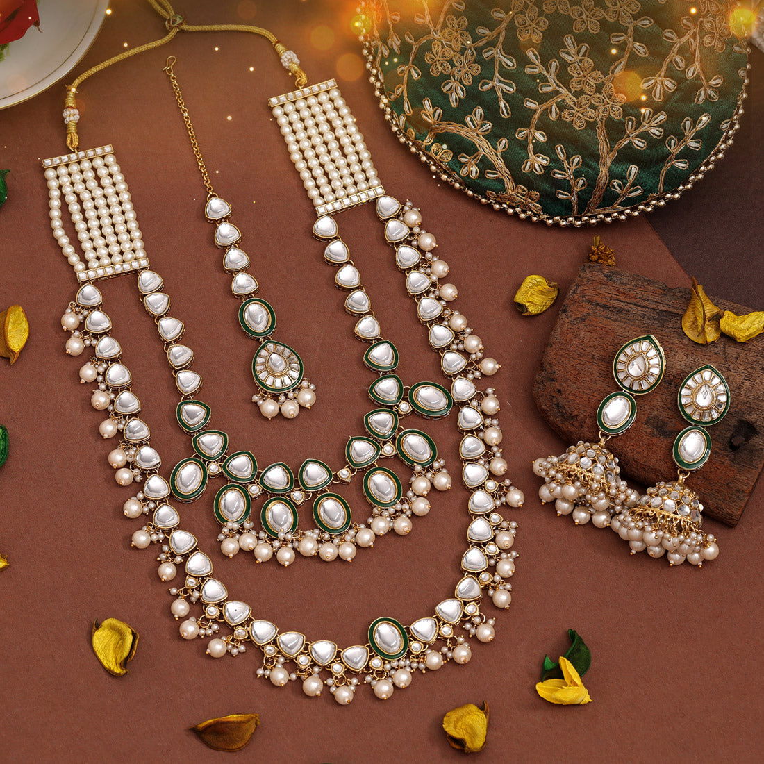 White Color Kundan Necklace Set (KN1414WHT) - preyans.com