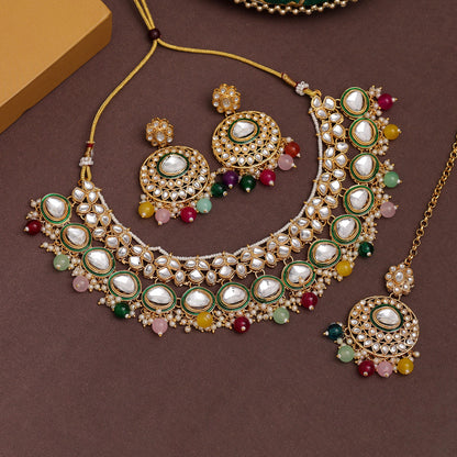 Multi Color Kundan Necklace Set (KN1415MLT) - Preyans.com