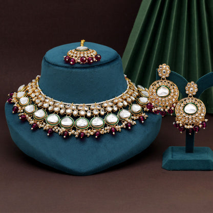 Purple Color Kundan Necklace Set (KN1415PRP) - Preyans.com