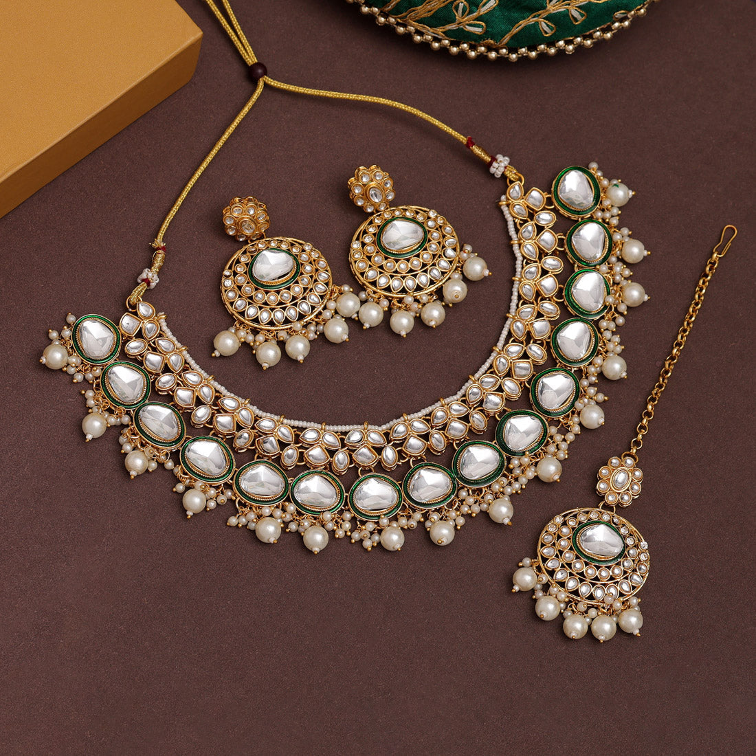 White Color Kundan Necklace Set (KN1415WHT) - Preyans.com