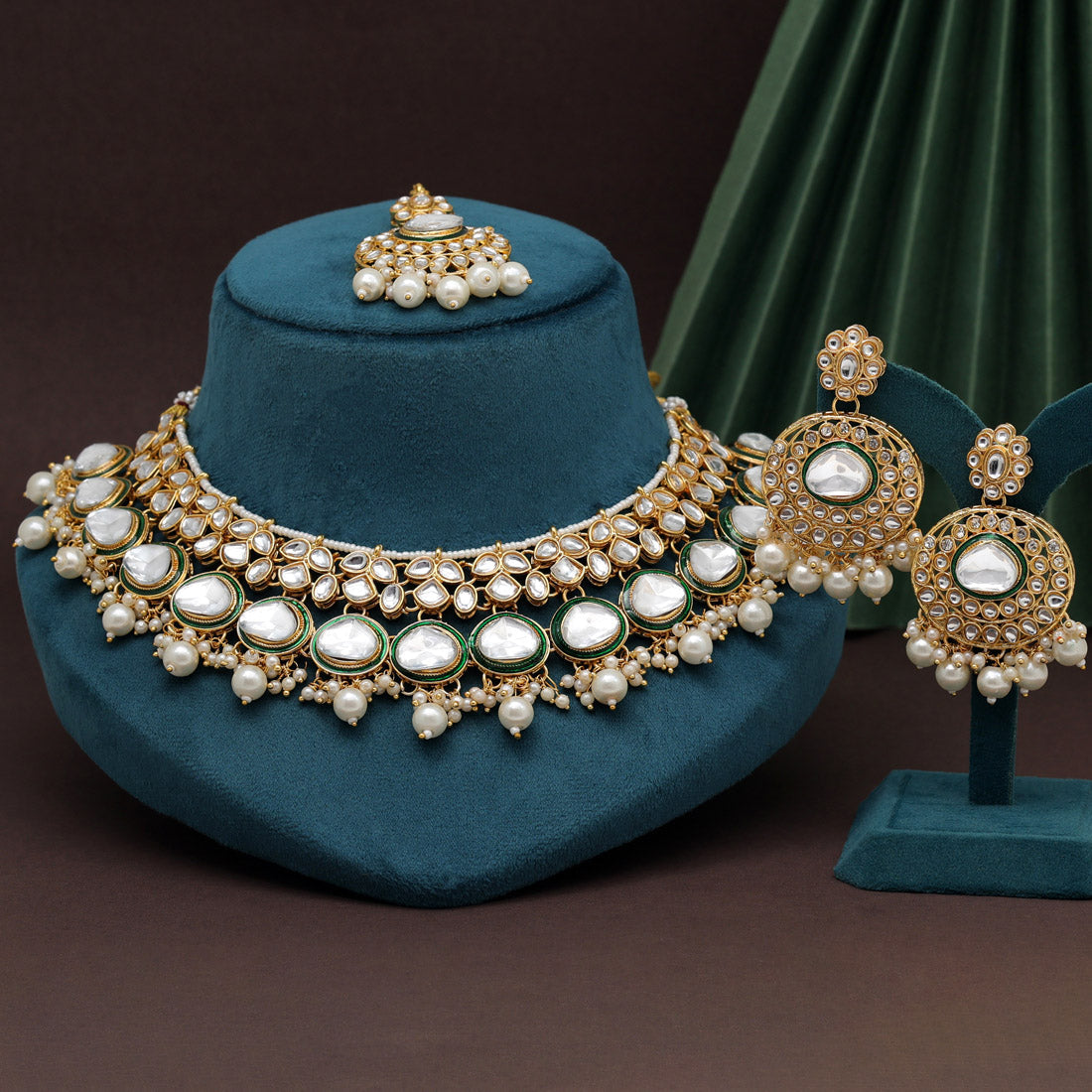 White Color Kundan Necklace Set (KN1415WHT) - Preyans.com