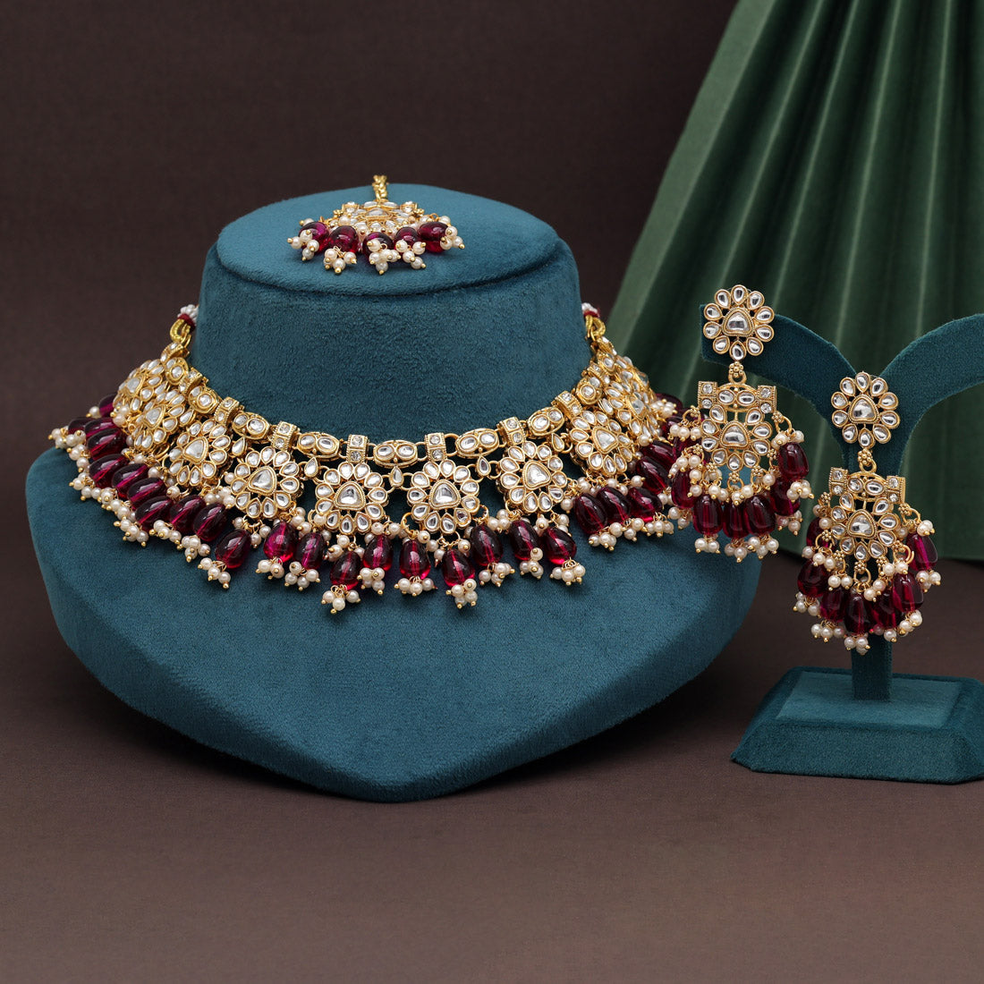 Purple Color Kundan Necklace Set (KN1417PRP) - Preyans.com