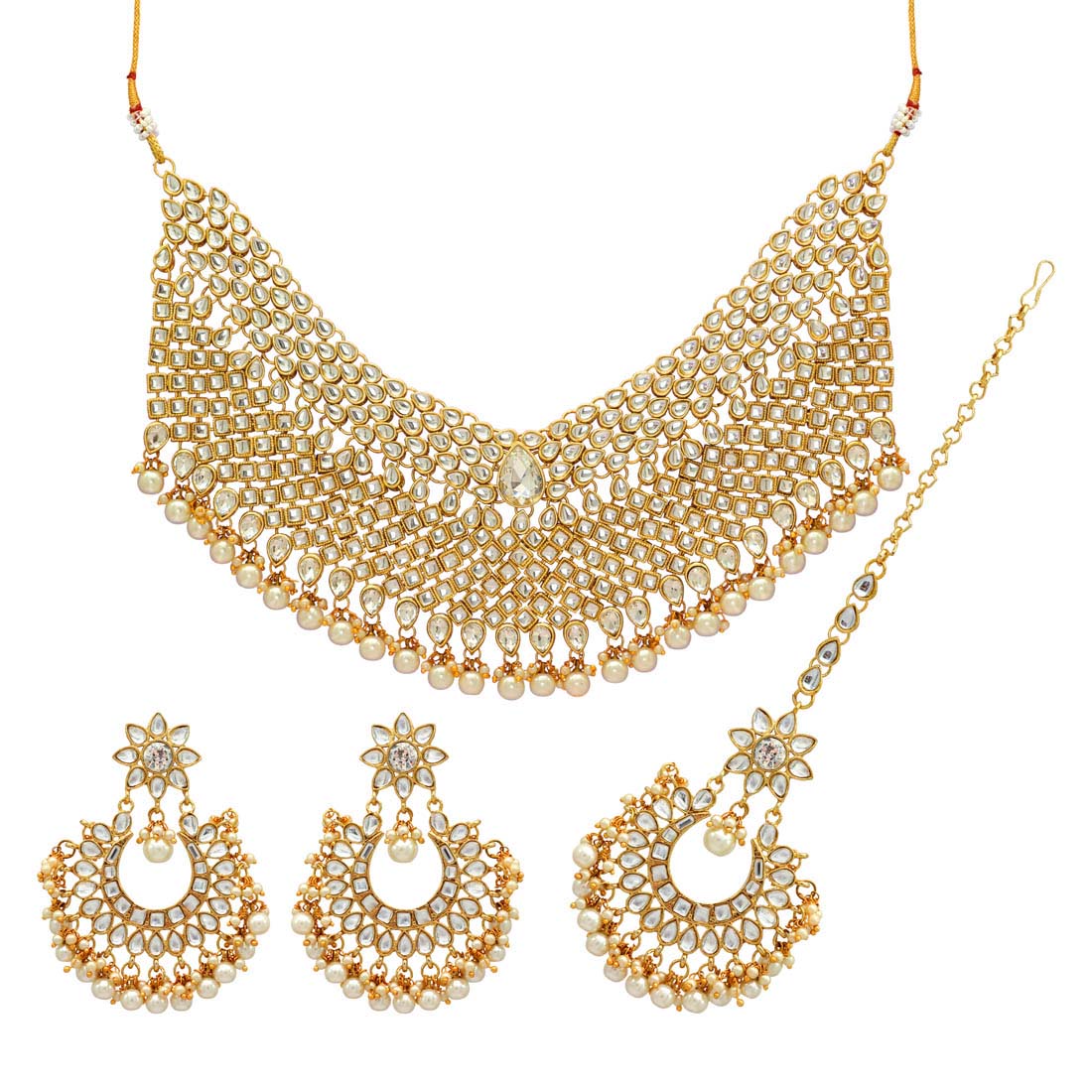 White Color Kundan Necklace Set (KN141WHT) - preyans.com