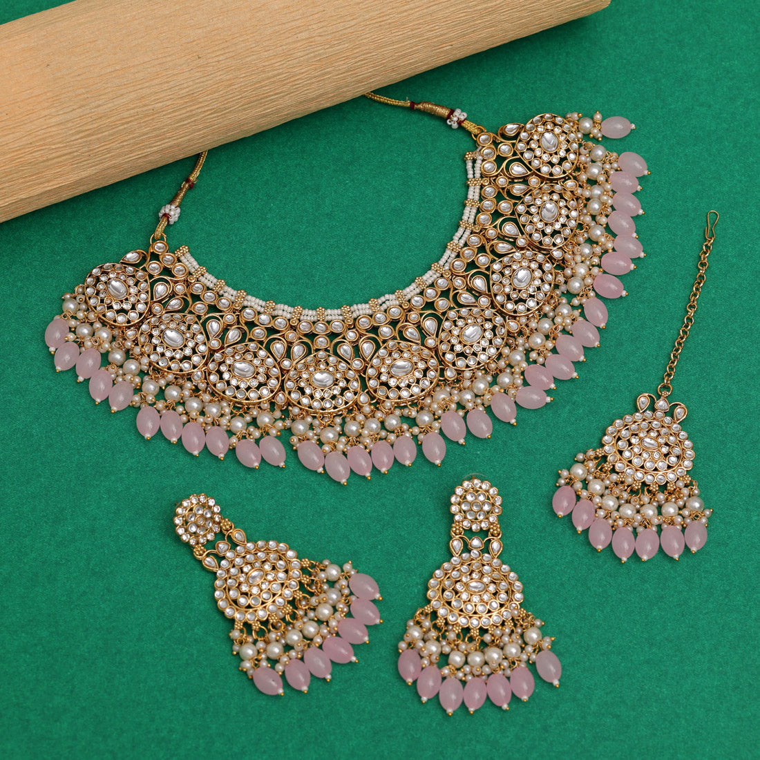 Pink Color Kundan Necklace Set (KN1420PNK) - Preyans.com