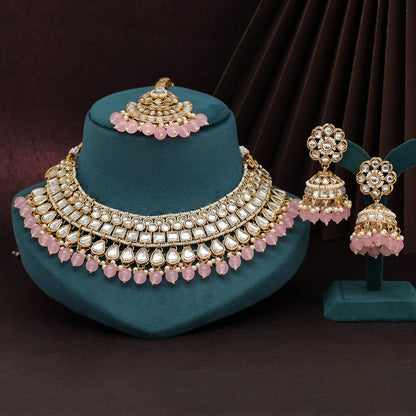 Pink Color Kundan Necklace Set (KN1421PNK) - preyans.com