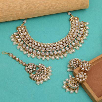 White Color Kundan Necklace Set (KN1421WHT) - preyans.com