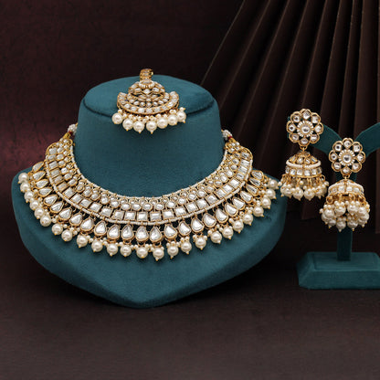 White Color Kundan Necklace Set (KN1421WHT) - preyans.com