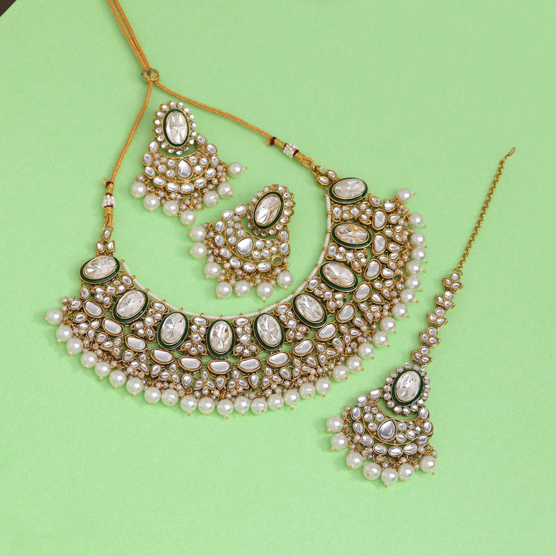 White Color Kundan Necklace Set (KN1424WHT) - preyans.com