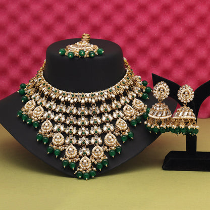 Green Color Kundan Necklace Set (KN1426GRN) - preyans.com