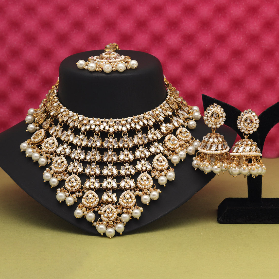 White Color Kundan Necklace Set (KN1426WHT) - preyans.com