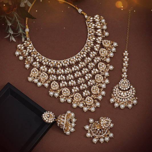 White Color Kundan Necklace Set (KN1426WHT) - preyans.com