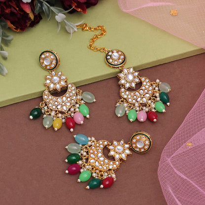 Multi Color Kundan Necklace Set (KN1434MLT) - preyans.com