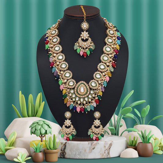 Multi Color Kundan Necklace Set (KN1434MLT) - preyans.com