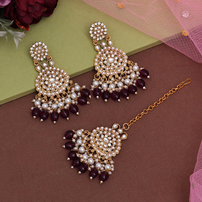 Purple Color Kundan Necklace Set (KN1438PRP) - preyans.com