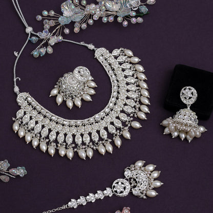 White Color Kundan Necklace Set (KN1459WHT)