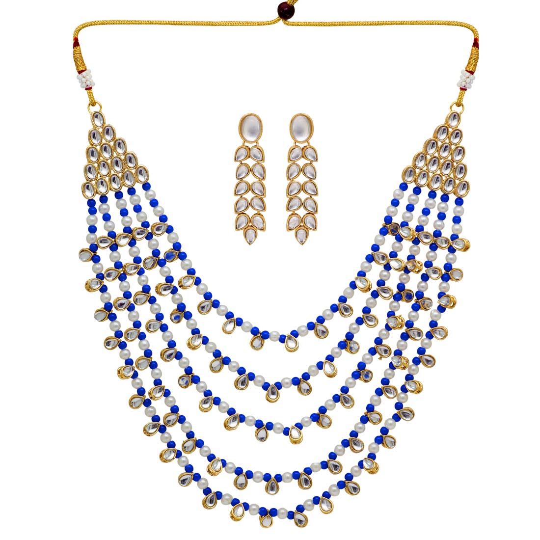 Blue Color Kundan Necklace Set (KN201BLU) - Preyans.com