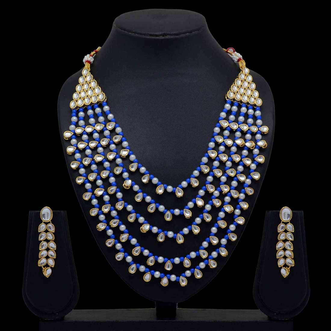 Blue Color Kundan Necklace Set (KN201BLU) - Preyans.com