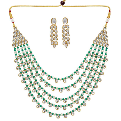 Green Color Kundan Necklace Set (KN201GRN) - Preyans.com