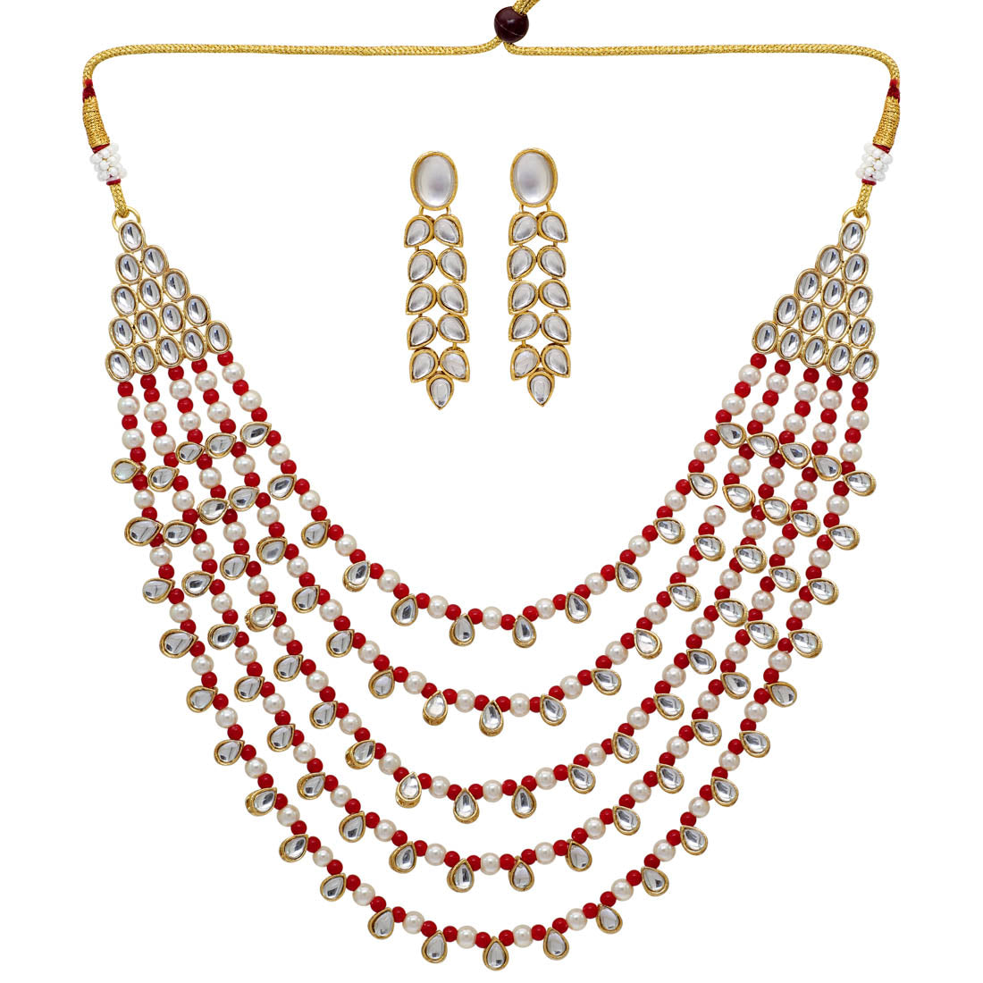 Maroon Color Kundan Necklace Set (KN201MRN) - Preyans.com