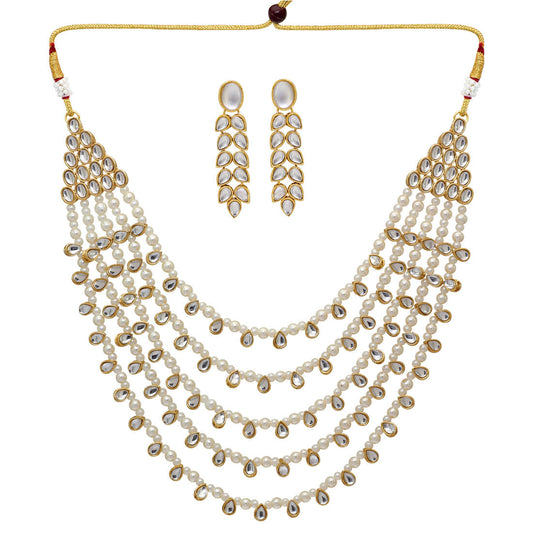 White Color Kundan Necklace Set (KN201WHT) - Preyans.com