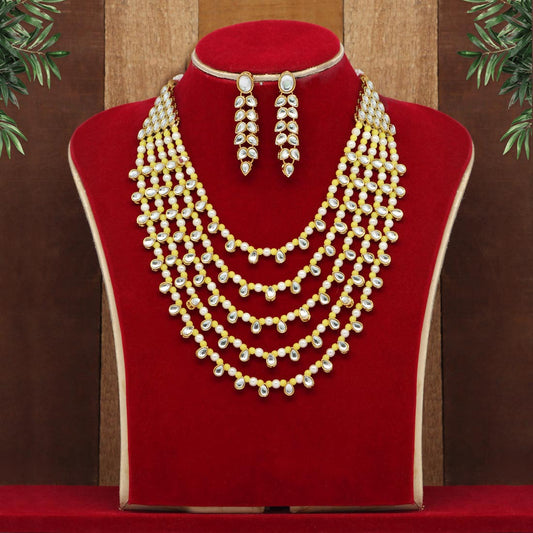 Yellow Color Kundan Necklace Set (KN201YLW) - Preyans.com