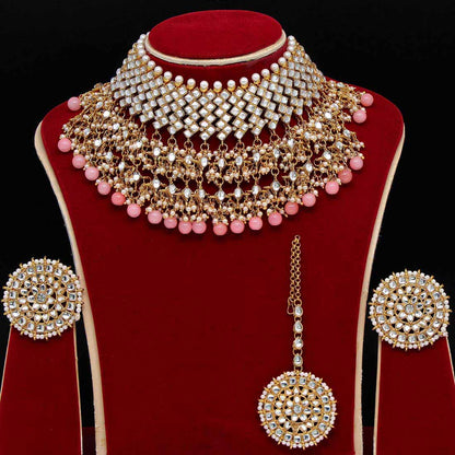 Peach Color Kundan Necklace Set (KN905PCH) - preyans.com