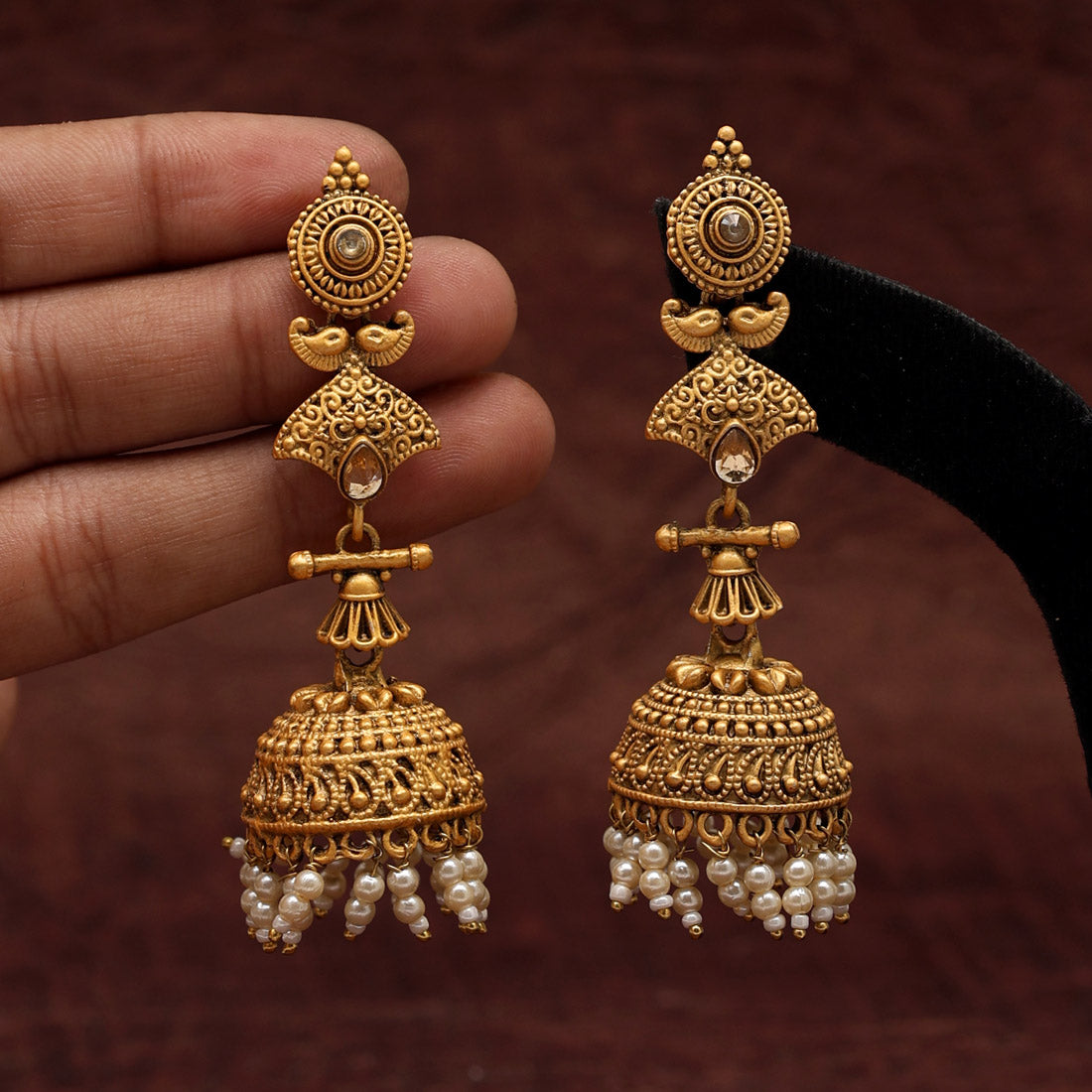 Gold Color Matte Gold Earrings (MGE209GLD) - Preyans.com