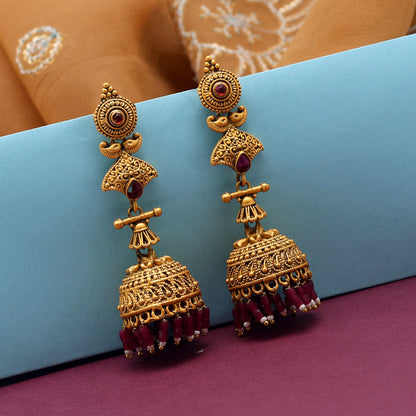 Rani Color Matte Gold Earrings (MGE209RNI) - Preyans.com