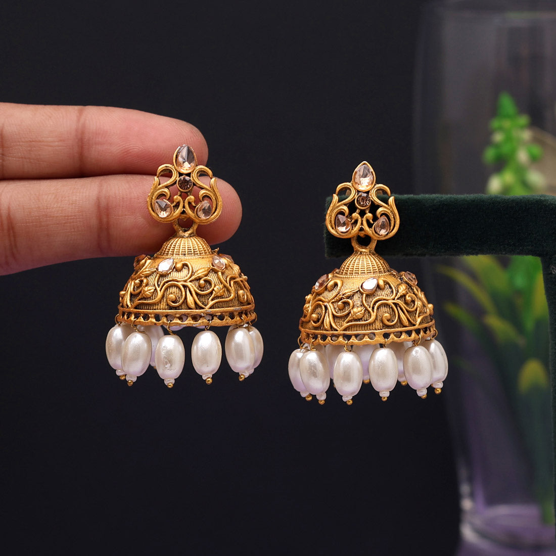 Gold Color Matte Gold Earrings (MGE227GLD) - Preyans.com