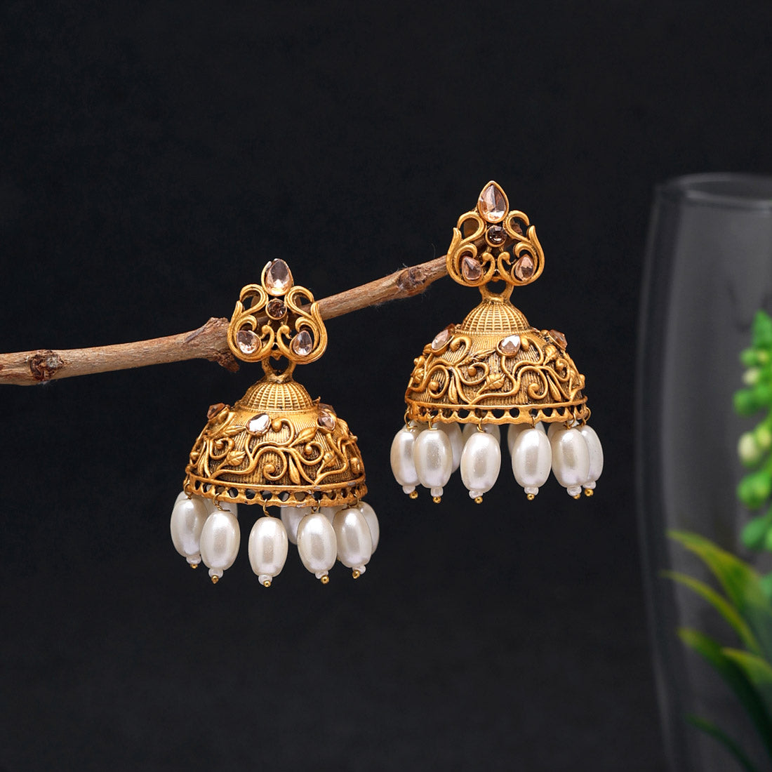 Gold Color Matte Gold Earrings (MGE227GLD) - Preyans.com