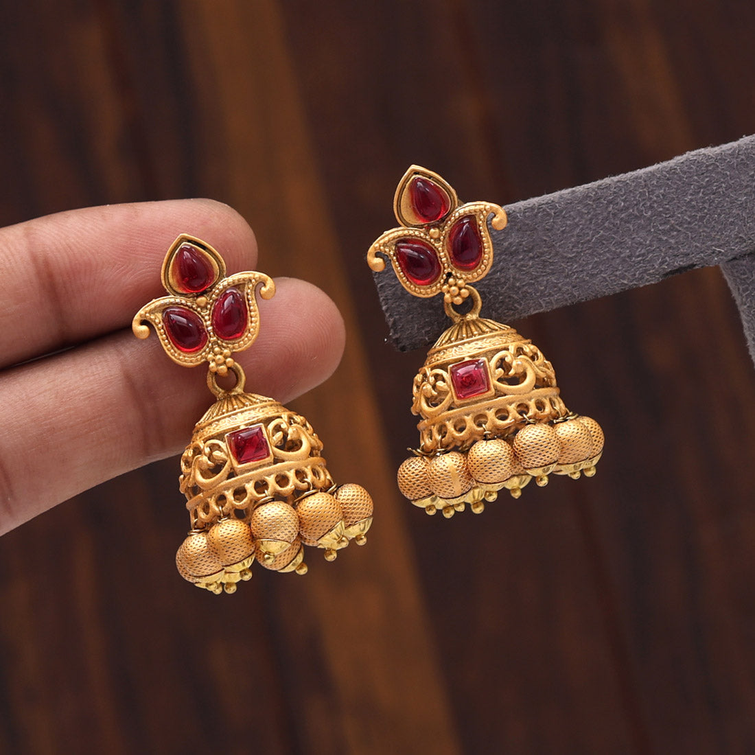 Rani Color Matte Gold Earrings (MGE240RNI) - Preyans.com