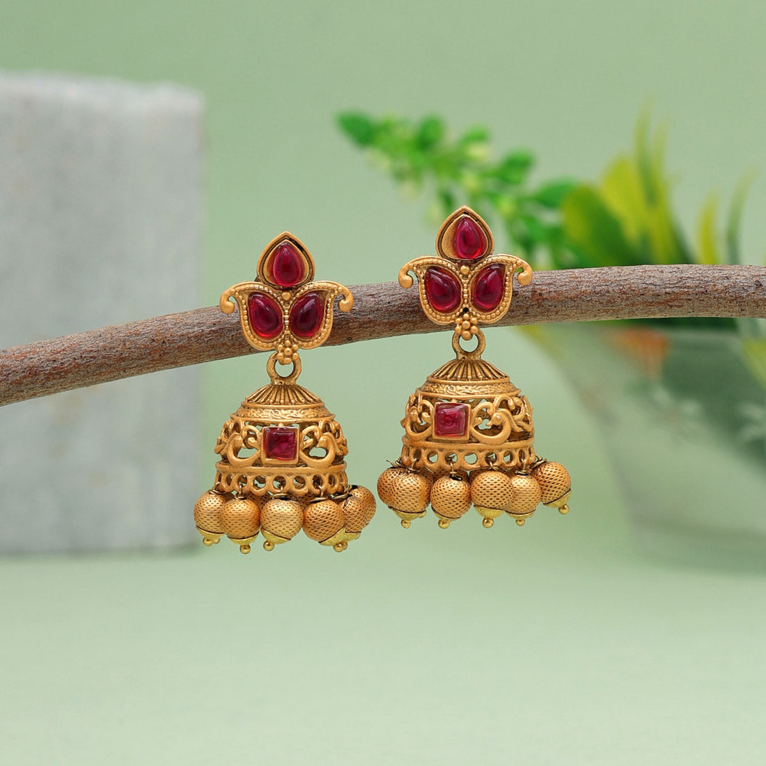 Rani Color Matte Gold Earrings (MGE240RNI) - Preyans.com