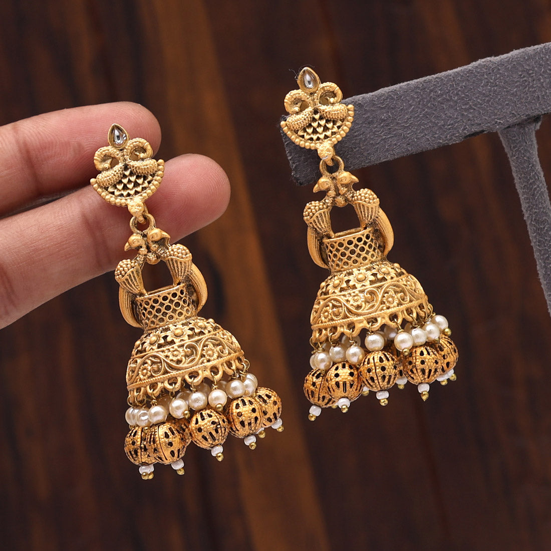 Gold Color Matte Gold Earrings (MGE246GLD) - Preyans.com