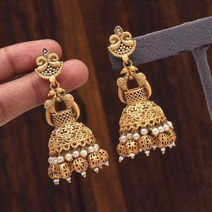 Gold Color Matte Gold Earrings (MGE246GLD) - Preyans.com