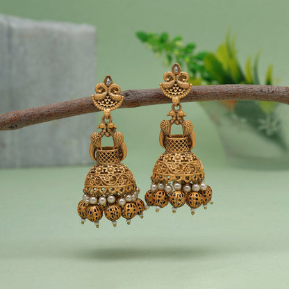 Gold Color Matte Gold Earrings (MGE246GLD) - Preyans.com