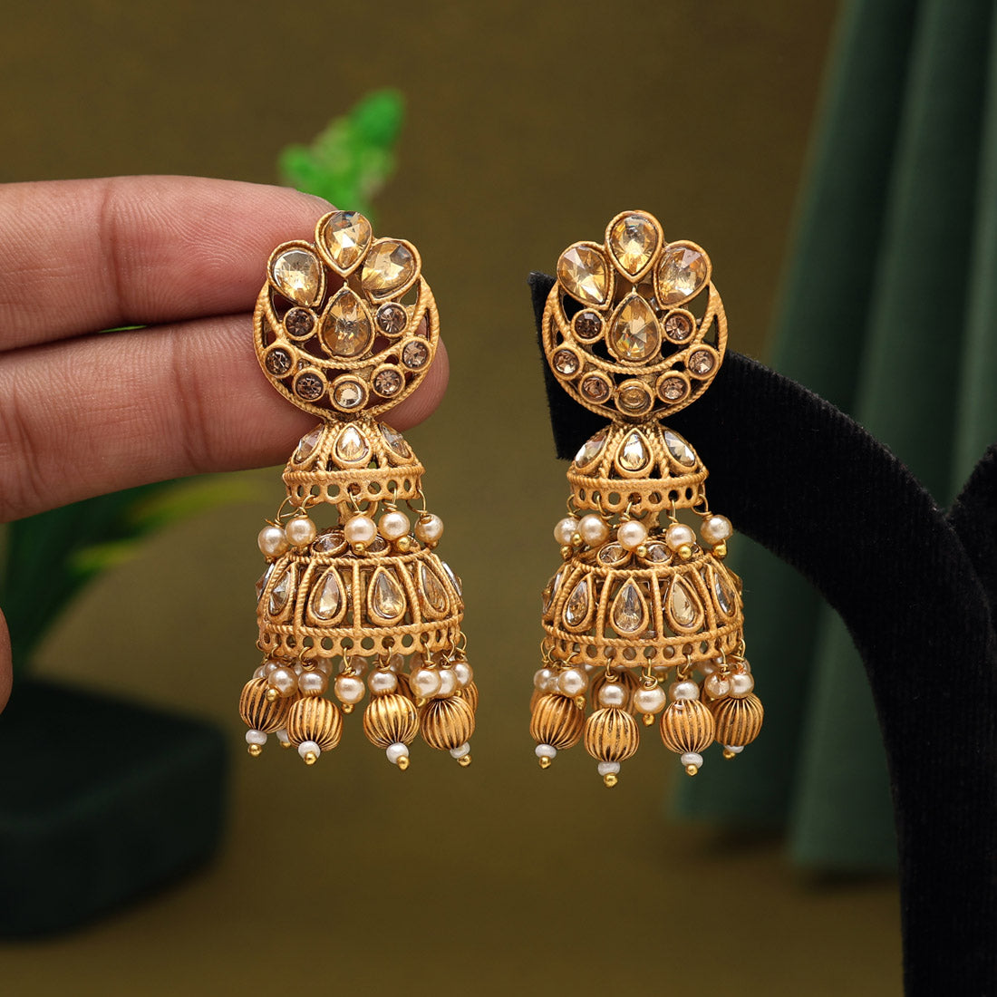 Gold Color Matte Gold Earrings (MGE263GLD) - Preyans.com