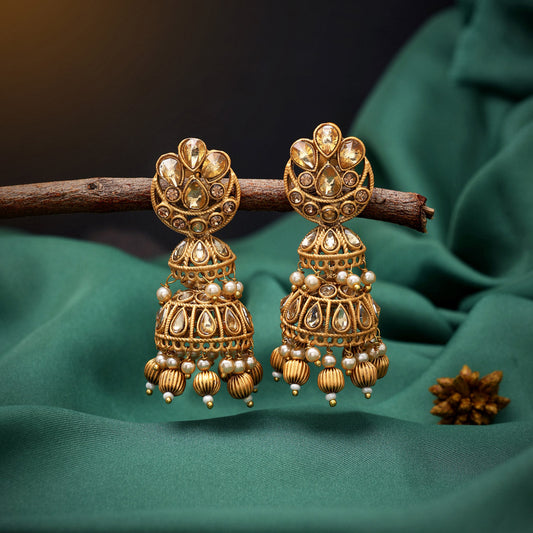 Gold Color Matte Gold Earrings (MGE263GLD) - Preyans.com