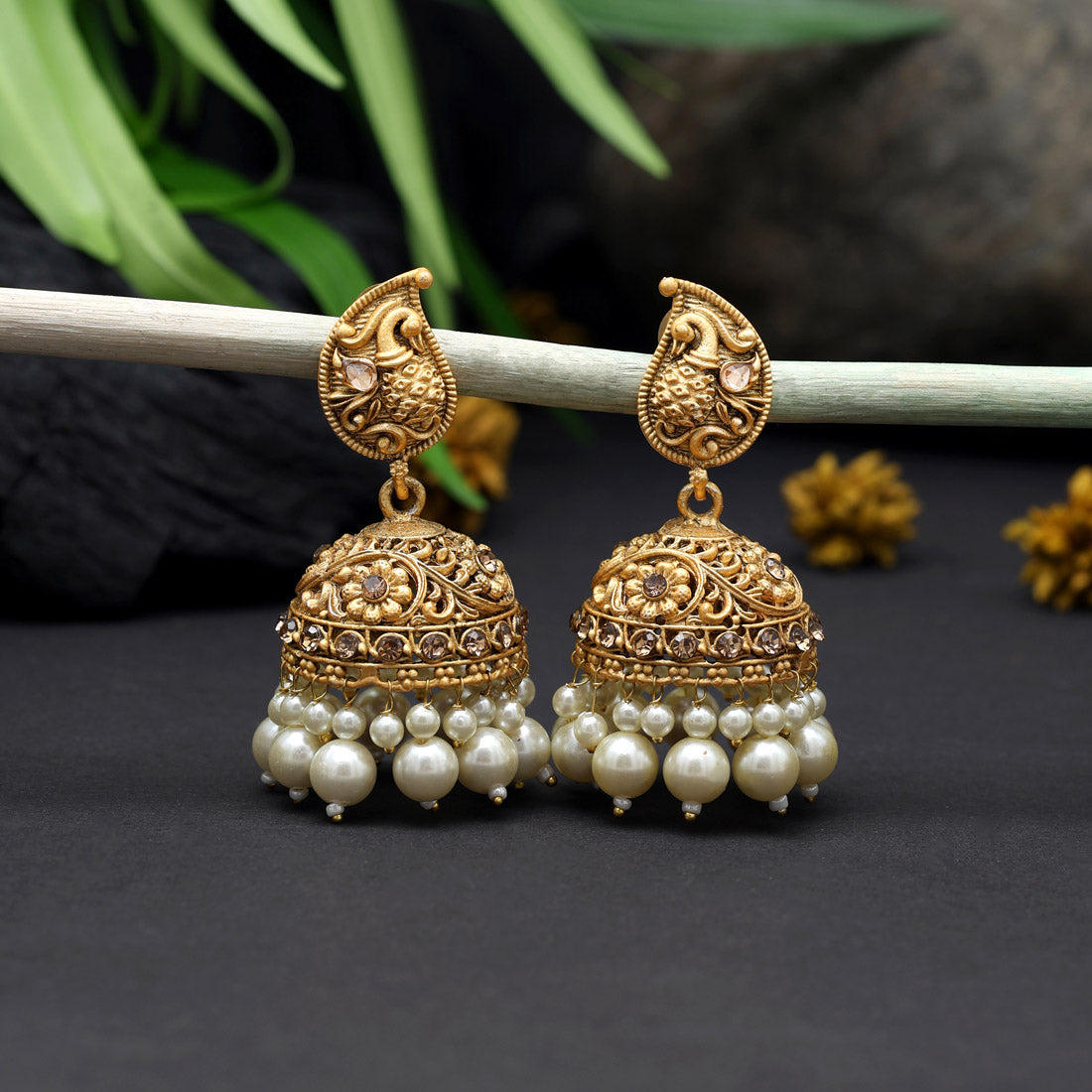 Gold Color Matte Gold Earrings (MGE272GLD) - Preyans.com