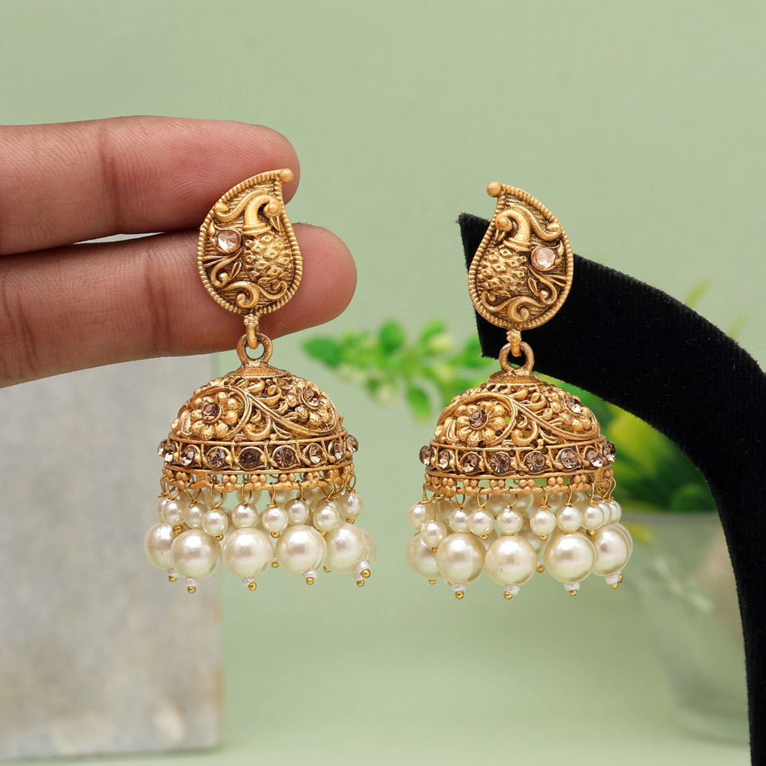 Gold Color Matte Gold Earrings (MGE272GLD) - Preyans.com