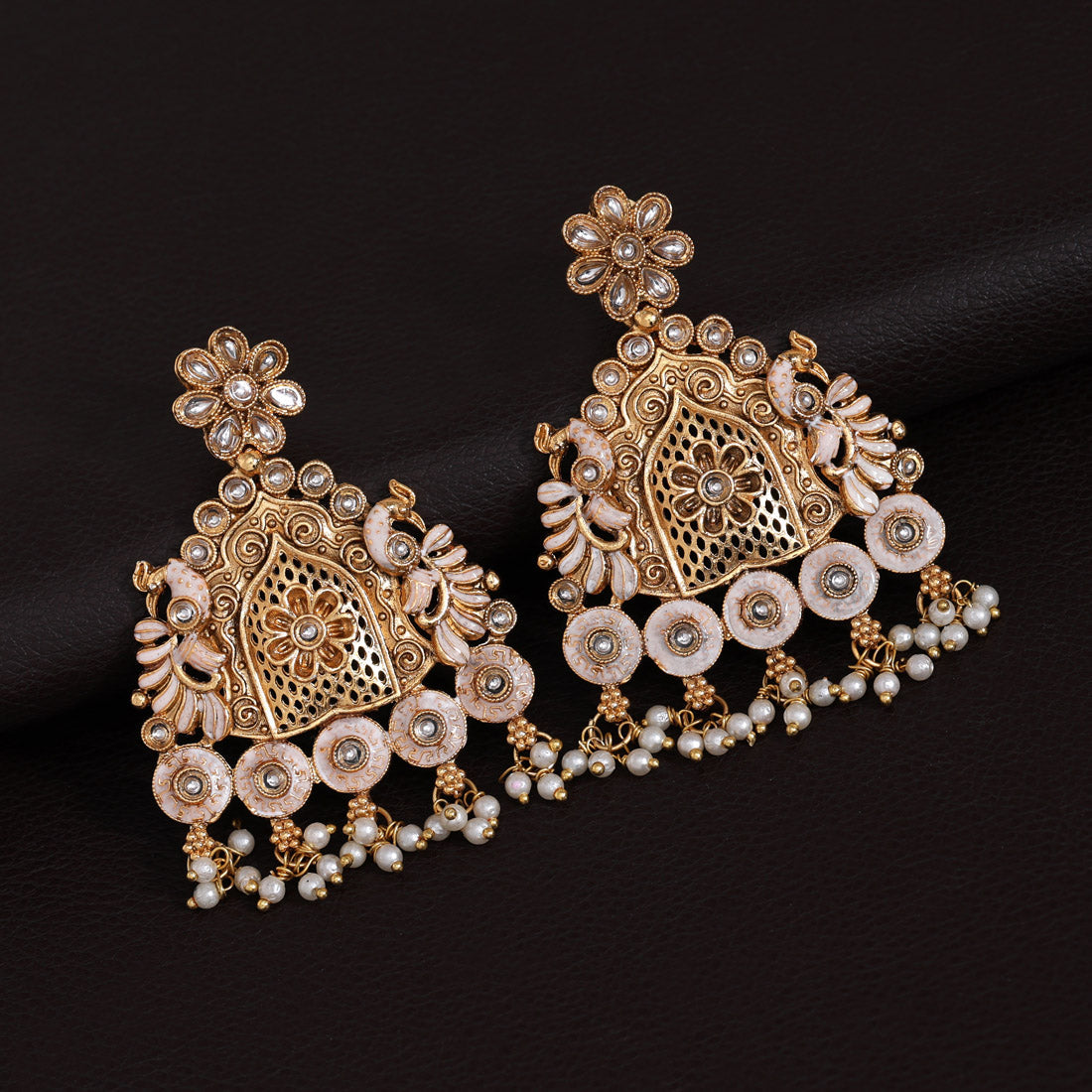 Gold Color Rajwadi Matte Gold Earrings (MGE316GLD) - Preyans.com